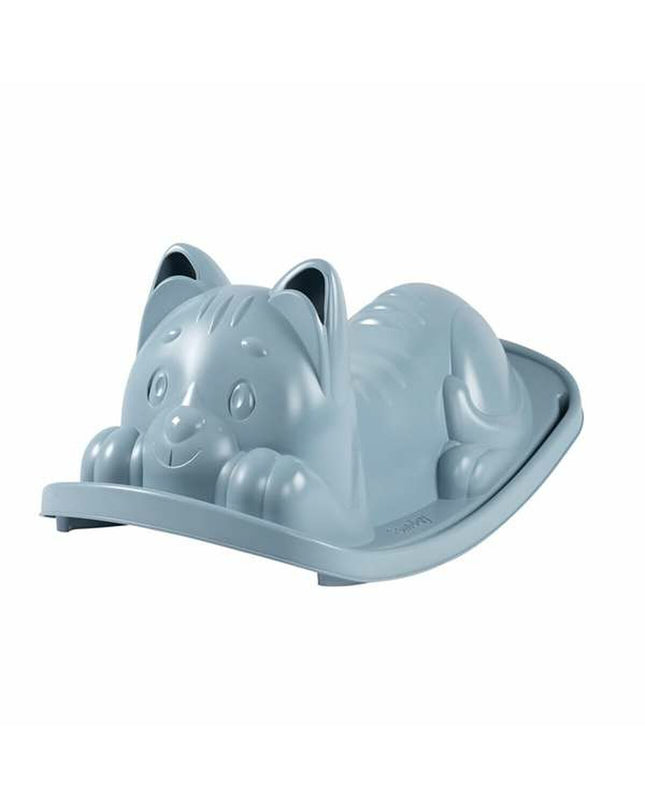 Blue Smoby cat-shaped swing chair for kids, designed for outdoor play and imaginative fun.