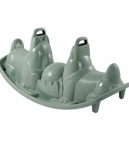 Green Smoby dog swing seat for outdoor play, designed for children to enjoy fun and relaxation in the garden.