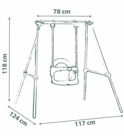 Smoby Baby Life swing for children, outdoor playground equipment, featuring a secure seat and sturdy frame, designed for outdoor fun.