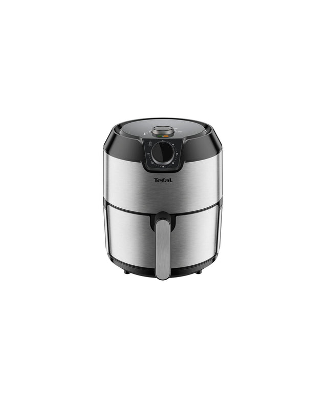 Tefal EY201D air fryer in black with a 4.2L capacity, compact electric kitchen appliance for healthy frying.