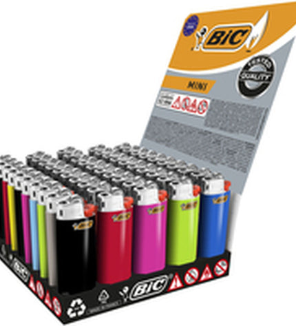 Bic mini J25 multicolour lighters, 50 pack, compact disposable lighters for household and kitchen use.