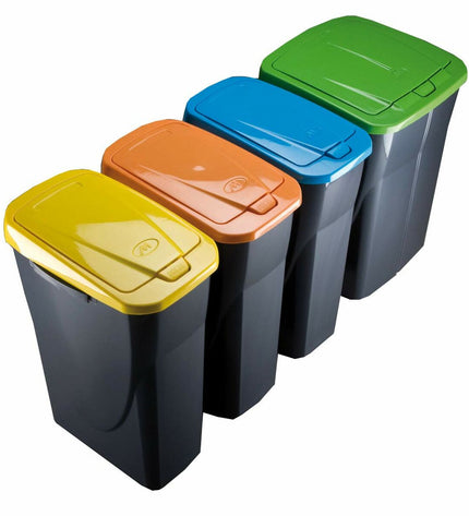 Mondex Ecobin recycling prullenbak in geel with deksel, huis en koken opslag en organisatie, sturdy plastic waste bin