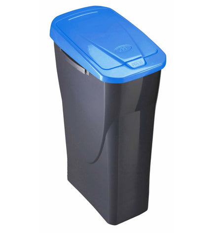Blue Mondex Ecobin recycling trash bin with lid, designed for house and kitchen organization, made of durable plastic.