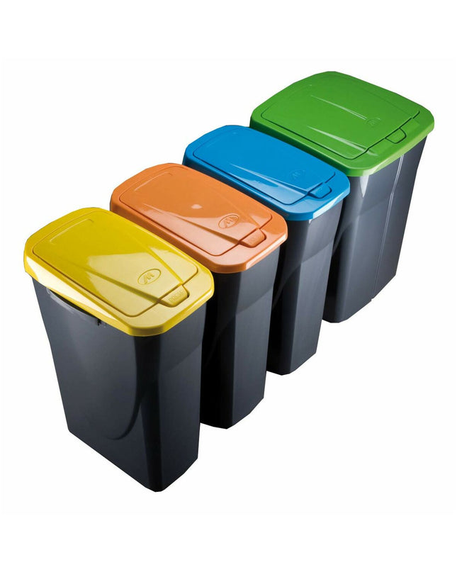 Blue Mondex Ecobin recycling trash can with lid, ideal for home and kitchen organization, made of durable plastic.