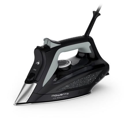 Rowenta 2500W steam iron with water tank and ergonomic handle, designed for efficient home ironing and garment care.