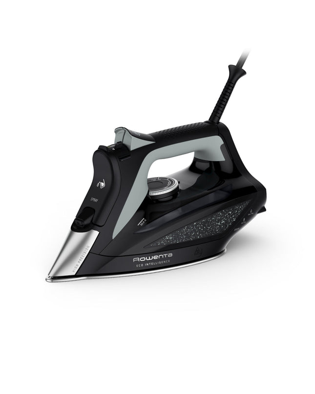 Rowenta 2500W steam iron with water tank and ergonomic handle, designed for efficient home ironing and garment care.
