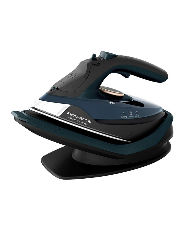 Rowenta DE6725 steam iron with 2600W power, white and gray design, featuring a water tank and steam control buttons.