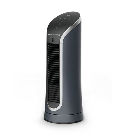 Rowenta Torenventilator VU6220F0 in black, portable air conditioner with 30W power, designed for home cooling.