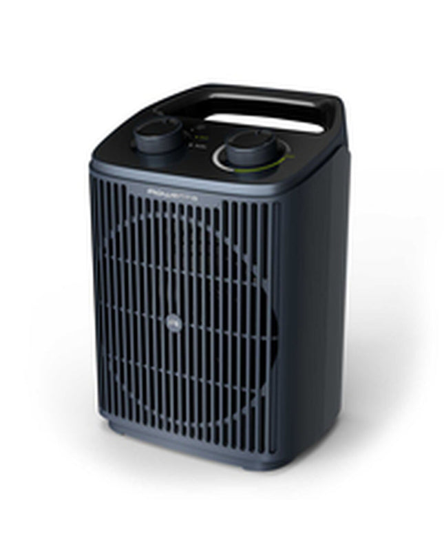 Rowenta SO2351 portable heater in gray with 2000W power, designed for home heating and cooling, showing its compact, modern design.