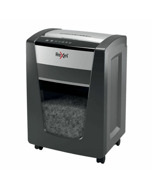 Rexel Momentum X420 paper shredder for office use, black electronic shredder with safety features and compact design