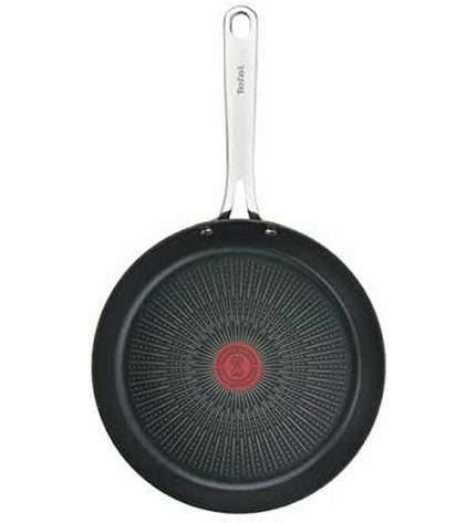 Tefal G2560402 24 cm non-stick frying pan for home cooking, with a black handle and stainless steel exterior.