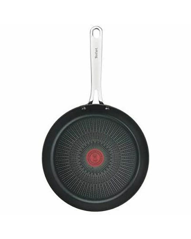 Tefal G2560402 24 cm non-stick frying pan for home cooking, with a black handle and stainless steel exterior.