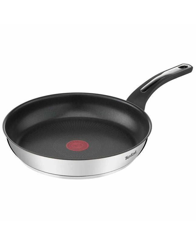 Stainless steel Tefal E3000604 28cm frying pan with a black handle, suitable for home cooking and kitchen use