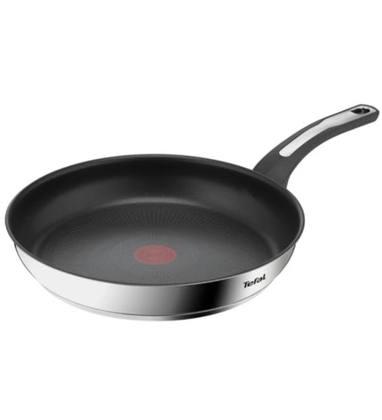 Tefal Emotion 30cm stainless steel frying pan for home cooking, with a durable non-stick interior and ergonomic handle.