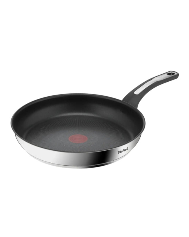 Tefal Emotion 30cm stainless steel frying pan for home cooking, with a durable non-stick interior and ergonomic handle.