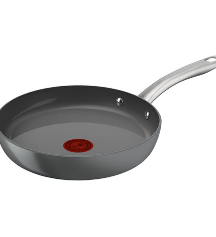 Tefal C4240753 grey aluminum 30cm frying pan for cooking, with a non-stick surface and ergonomic handle.