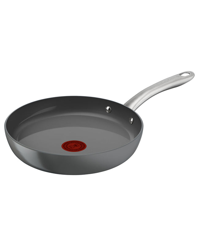Tefal C4240253 grey aluminum 20cm frying pan for home cooking, with a non-stick surface and ergonomic handle.