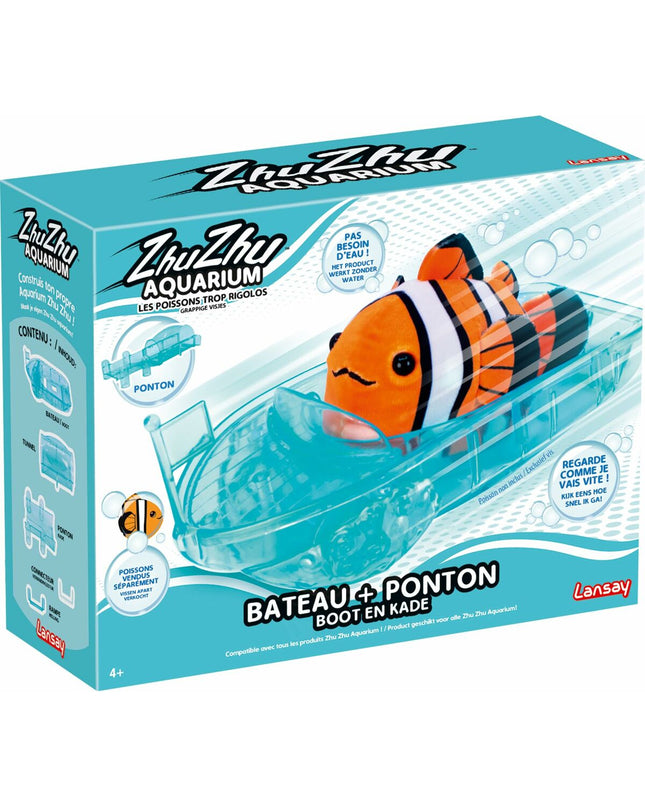 Lansay Zhu Zhu Aquarium Dieren Set for bath time, includes colorful plastic animal figures in a 10x21x27 cm size.