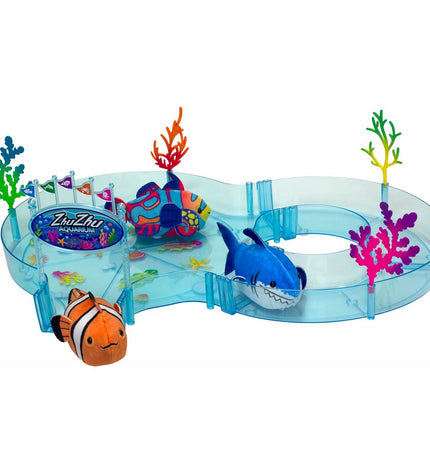 Lansay Dieren Set voor in bad with Zhu Zhu Aquarium plastic sea creatures and shells, perfect for play and bath time fun.