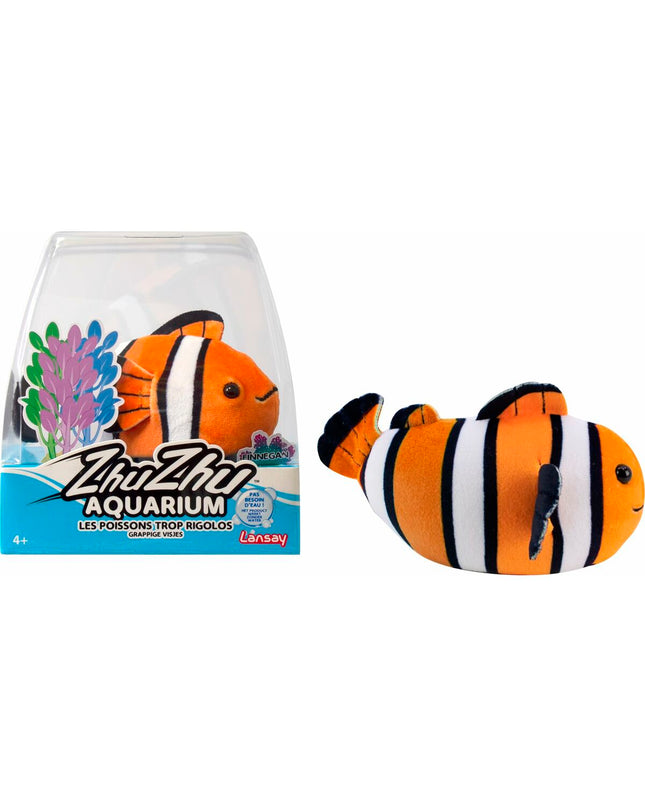 Blue Lansay Zhu Zhu Aquarium Moon Le clown fish plush toy from Lansay, soft and cuddly clownfish-themed stuffed animal.