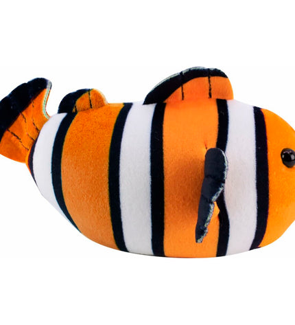Blue Zhu Zhu Aquarium Moon clown fish soft toy from Lansay, plush toy designed for children in the playful underwater theme.
