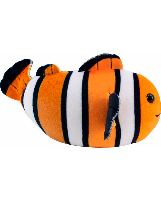 Blue Zhu Zhu Aquarium Moon clown fish soft toy from Lansay, plush toy designed for children in the playful underwater theme.