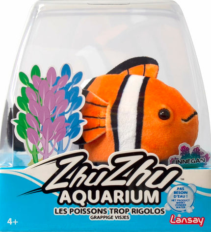 Lansay Zhu Zhu Aquarium Moon Le clown fish plush toy in blue, soft toy with detailed clownfish design, perfect for play and cuddling.