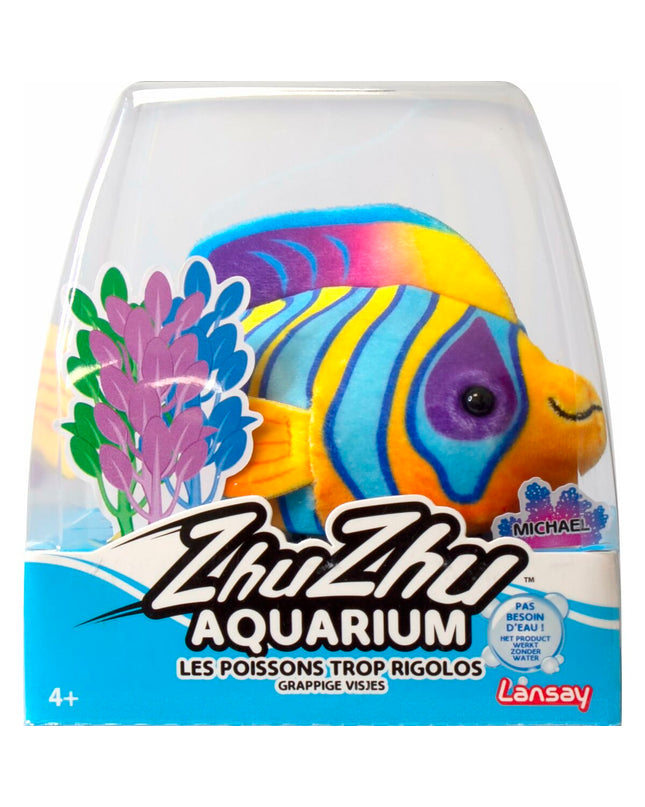 Lansay Zhu Zhu Aquarium Crystal Le Poisson Ange Royal electronic pet toy with colorful fish design, measuring 9 x 15 x 14 cm.