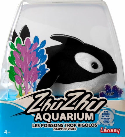 Lansay Zhu Zhu Aquarium Margot the small orca electronic pet toy, 9x14x14 cm, featuring colorful orca design and interactive features.