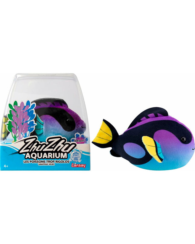 Lansay Zhu Zhu Aquarium Merlin the Surgeon Fish electronic toy, 9x15x14 cm, interactive pet playset with colorful fish design.