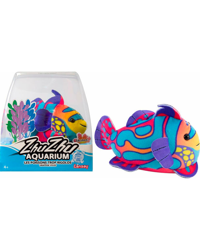Lansay Zhu Zhu Aquarium interactive toy featuring Sébastien the mandarin fish, 9x14x14 cm, electronic pet gameplay accessory.