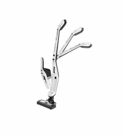 Rowenta RH6737 cordless vacuum cleaner with dust canister and ergonomic handle, ideal for home cleaning and floor maintenance.