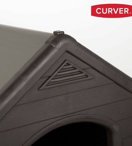 Curver plastic dog crate or kennel, 95 x 99 x 99 cm, durable and suitable for pet housing, shown in the image.