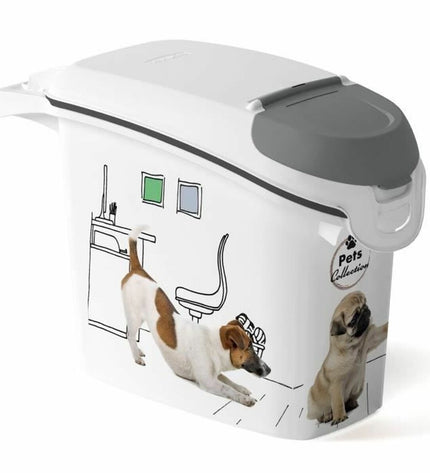 Curver witte voedselopslagcontainer voor honden, 6 kg, met deksel, geschikt voor het bewaren van hondenvoeding en dierenproducten.