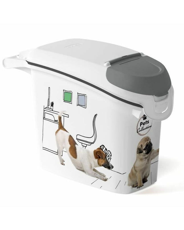 Curver witte voedselopslagcontainer voor honden, 6 kg, met deksel, geschikt voor het bewaren van hondenvoeding en dierenproducten.