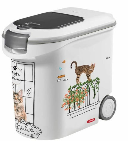 Curver 35L food storage container in white, suitable for cat food, with secure lid and durable plastic construction.