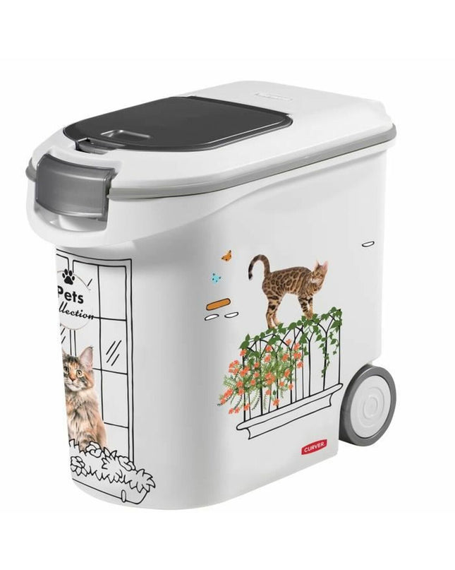 Curver 35L food storage container in white, suitable for cat food, with secure lid and durable plastic construction.