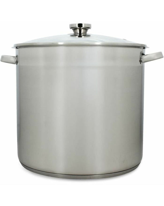 Menastyl stainless steel casserole pan with lid for cooking and kitchen use, visible in a home kitchen setting.