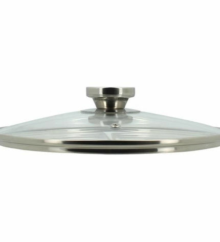 Menastyl stainless steel casserole pan with lid, suitable for home cooking, shown from a top view with handles and shiny surface.
