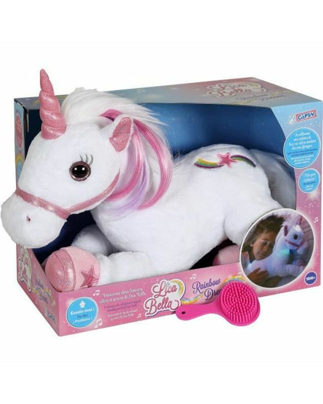 Gipsy Lica Bella Gipsy Unicorn plush toy, white plastic soft toy for children, featuring detailed unicorn design.