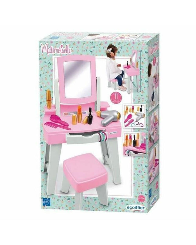Ecoiffier My First Dressing Table with mirror and accessories, child's pretend play furniture in a colorful design.