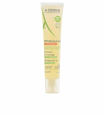 A-Derma Epitheliale Massage Body Oil 40ml gel bottle, natural ingredients, designed for skin health and personal care.