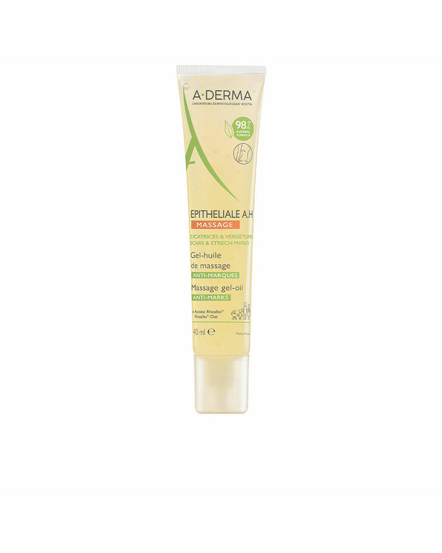 A-Derma Epitheliale Massage Body Oil 40ml gel bottle, natural ingredients, designed for skin health and personal care.