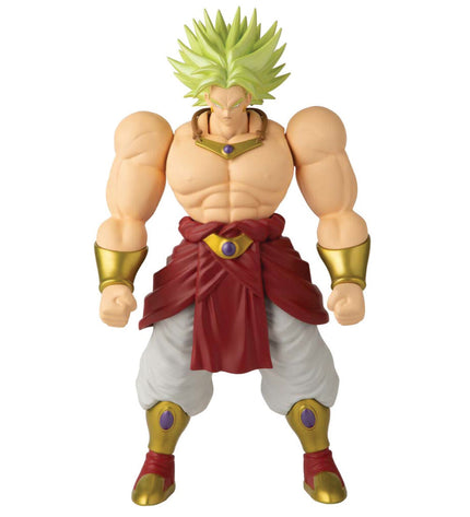 Bandai Dragon Ball Broly Super Saiyan action figure, 30 cm tall, with detailed sculpt and vibrant colors, includes multiple accessories.