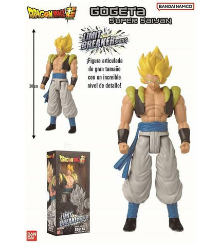 Bandai Super Saiyan Gogeta action figure from the Limit Breaker Series, 30 cm tall, made of PVC, detailed Dragon Ball Z toy.