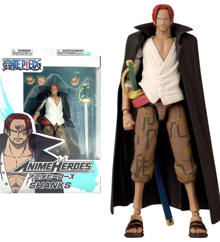 One Piece Anime Heroes Shanks action figure, 17 cm tall, detailed toy from Bandai's collectible anime figures collection.