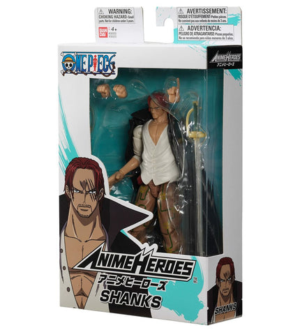 Bandai One Piece Anime Heroes Shanks action figure, 17 cm tall, detailed pirate character from the popular anime series.