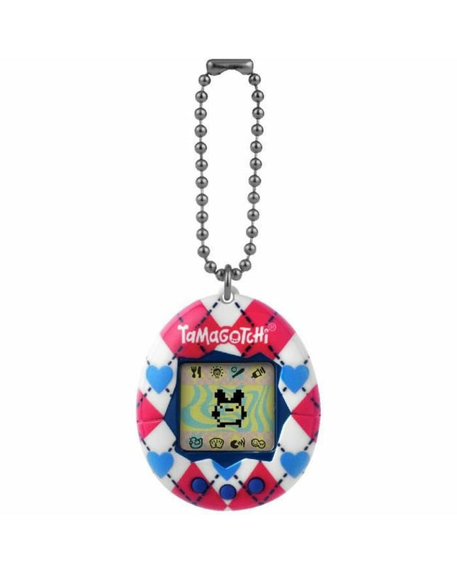 Tamagotchi interactief huisdier speelgoed met hart- en argyle-ontwerp, elektronisch huisdier in kleurrijk decor, 20 x 3 x 15 cm