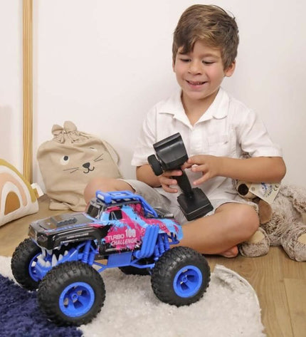 MGM remote control police car toy, detailed police vehicle in black and white with lights and sirens, perfect for kids' play.