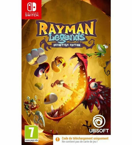 Ubisoft Rayman Legends Definitive Edition Switch video game download code with game cover artwork and digital graphics.